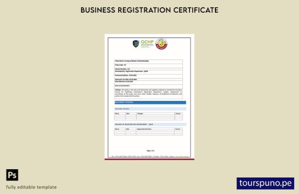 listo para imprimir Certificado de buena reputación de Qatar Plantilla de planti